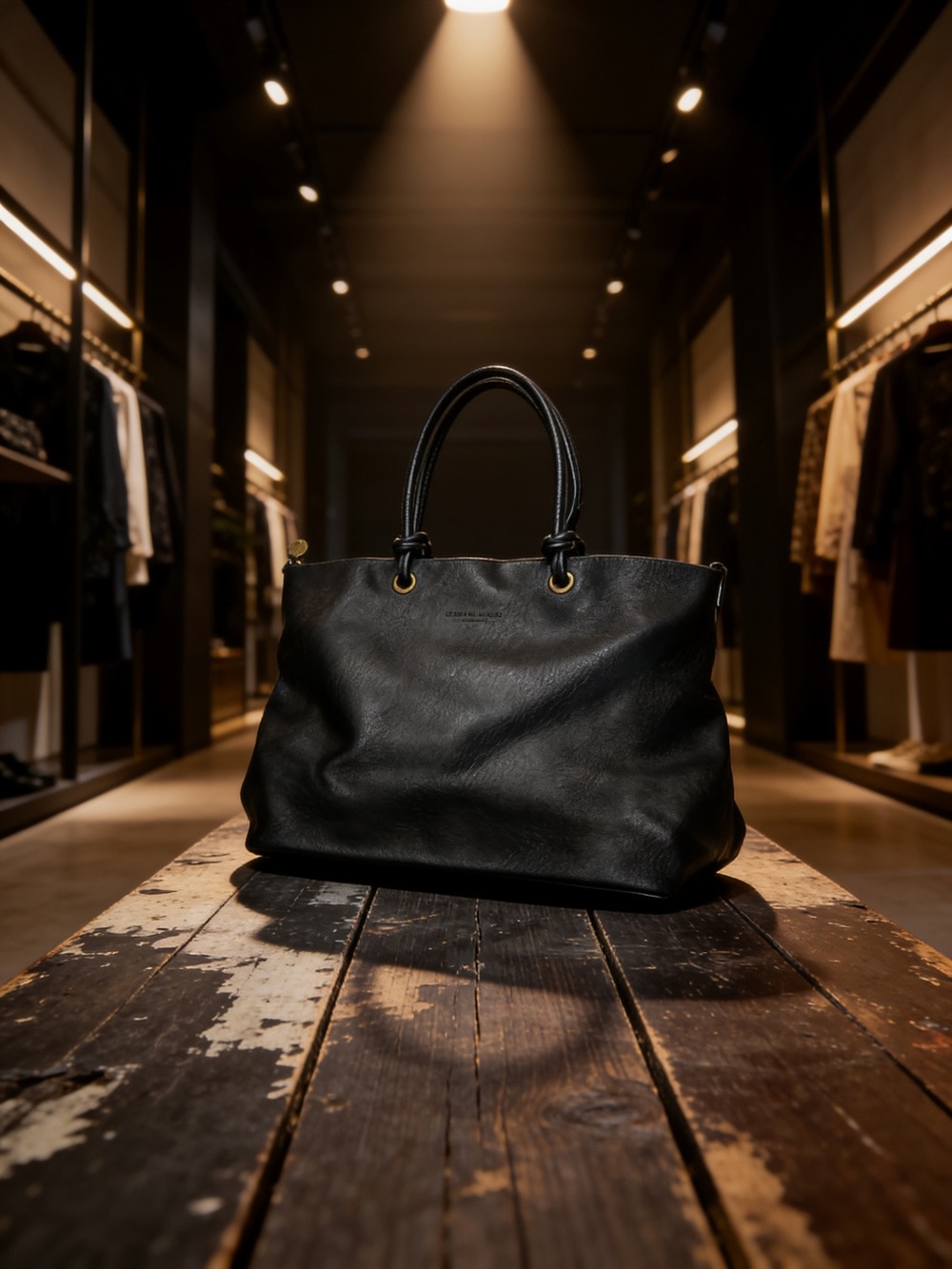Ampere Creations black faux leather tote bag. NWOT